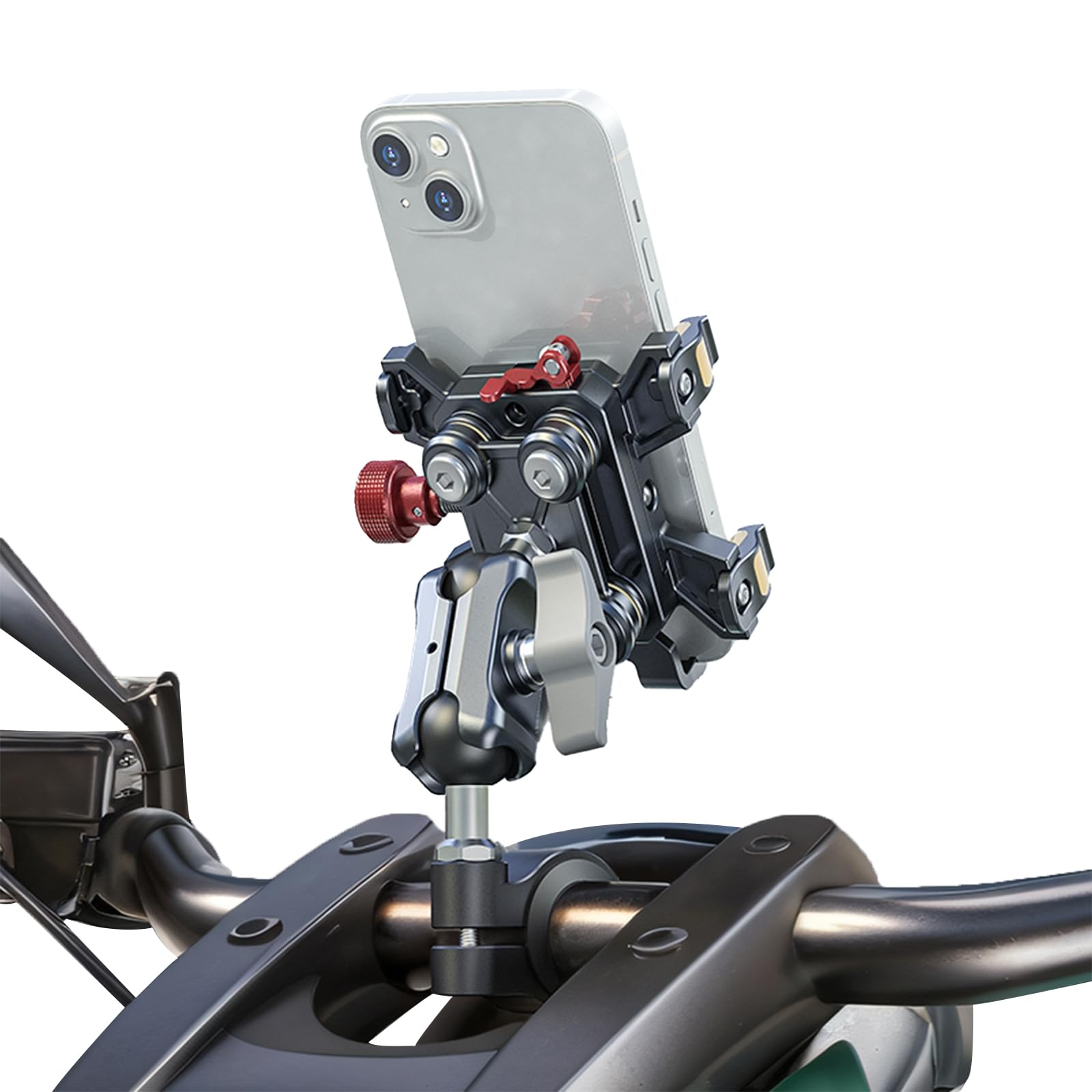 U Lock Heavy Duty - 振動ダンパー付き高耐久オートバイ電話マウント、6.1インチ～7.2インチ電話用防振安全ロック、米国/EUライダーに最適