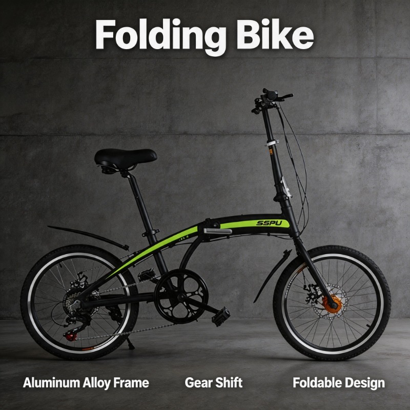 Commuting With Bike - 20インチ折りたたみ自転車 - 軽量アルミニウム合金製ポータブル通勤自転車 - 超軽量7速シティトラベル軽量自転車