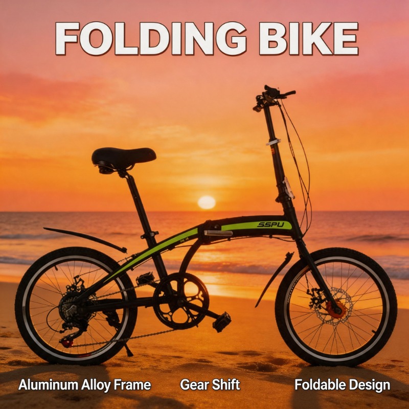 Commuting With Bike - 20インチ軽量アルミ合金折りたたみ自転車 ポータブル7速都市通勤自転車 超軽量設計 シティトラベル向け
