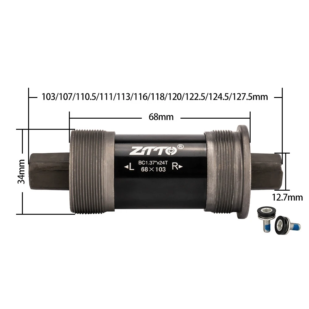 Cycling Zones - ZTTO スクエアテーパーバイクボトムブラケット、68mm、シールドベアリング、スチール、防水ネジ、MTB/ロード/折りたたみ自転車に対応