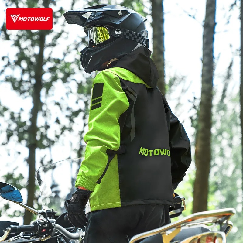 Cycling Commuter Rain Jacket - モトウルフ 反射材付き バイク用レインジャケット 防水 サイクリング ハイキング