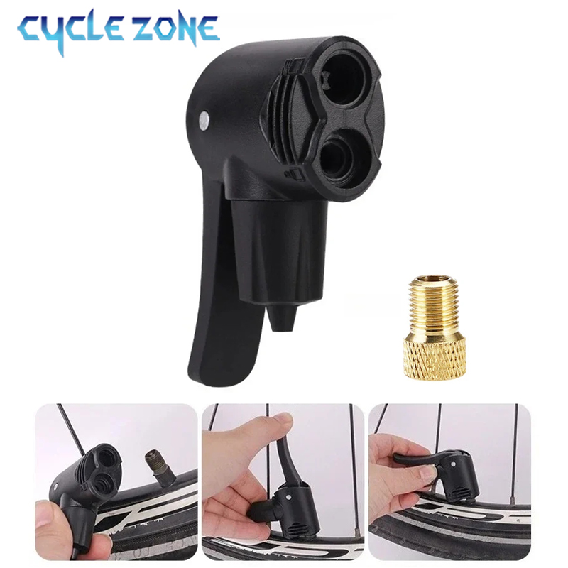 Cycling Zones - 1/2/3/4/5 個自転車インフレーターノズルデュアルヘッドバイクポンプヘッドプレスタシュレーダーバルブアダプターロード MTB バイクタイヤインフレーター用