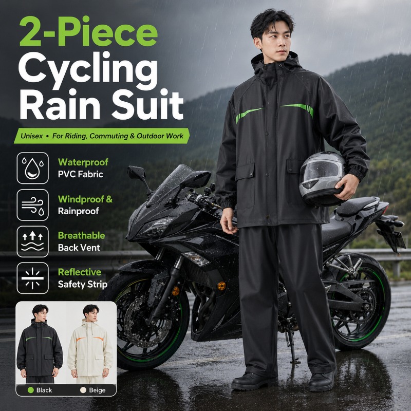 Cycling Commuter Rain Jacket - ユニセックス2ピース防水サイクリングレインスーツ – ジャケット＆パンツ、ライディング、通勤、屋外作業用