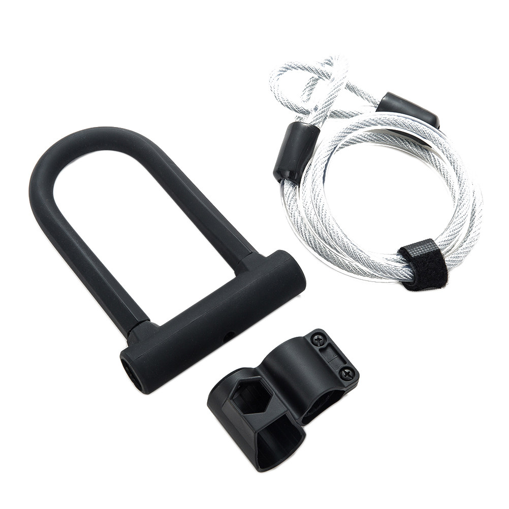 U Lock Heavy Duty - 頑丈な黒色の自転車U字ロック、安全な盗難防止ロックチェーンケーブル、軽量、自転車、スクーター、ゲート、芝刈り機用