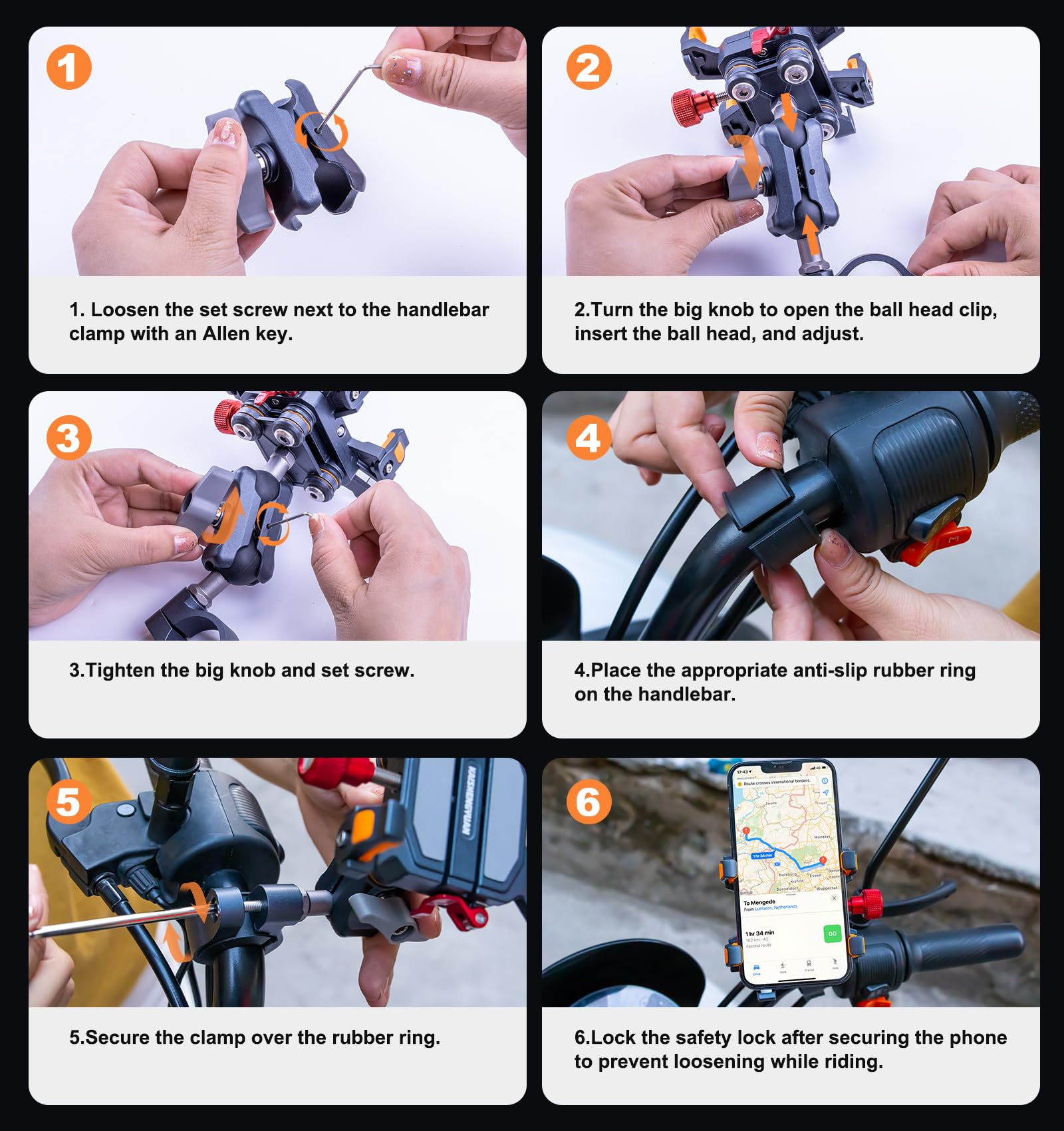 振動ダンパー付き高耐久オートバイ電話マウント、6.1インチ～ - U Lock Heavy Duty のレビューと価格