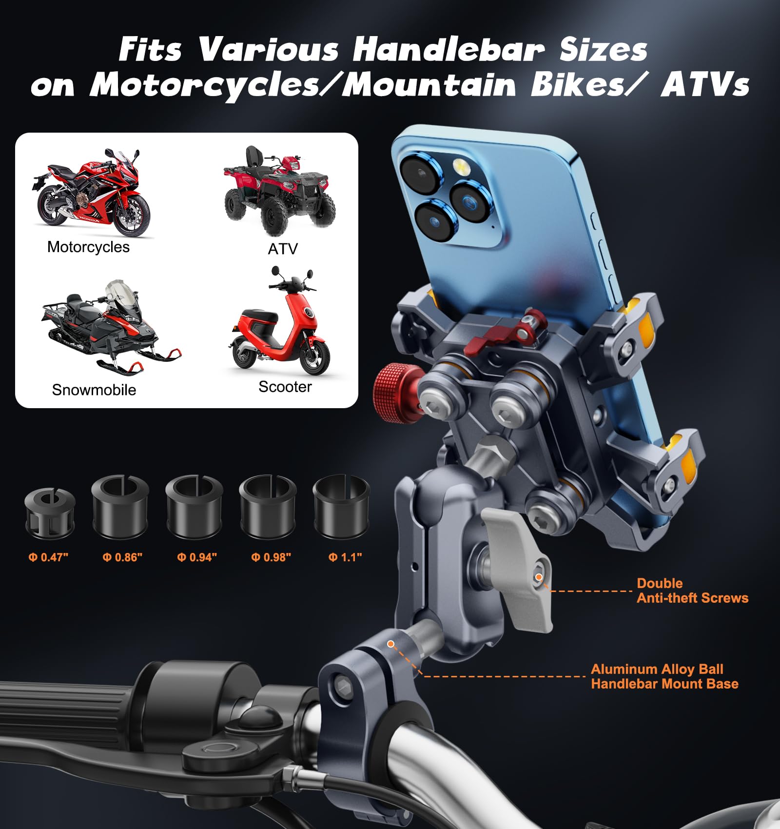 振動ダンパー付き高耐久オートバイ電話マウント、6.1インチ～ - U Lock Heavy Duty のレビューと価格