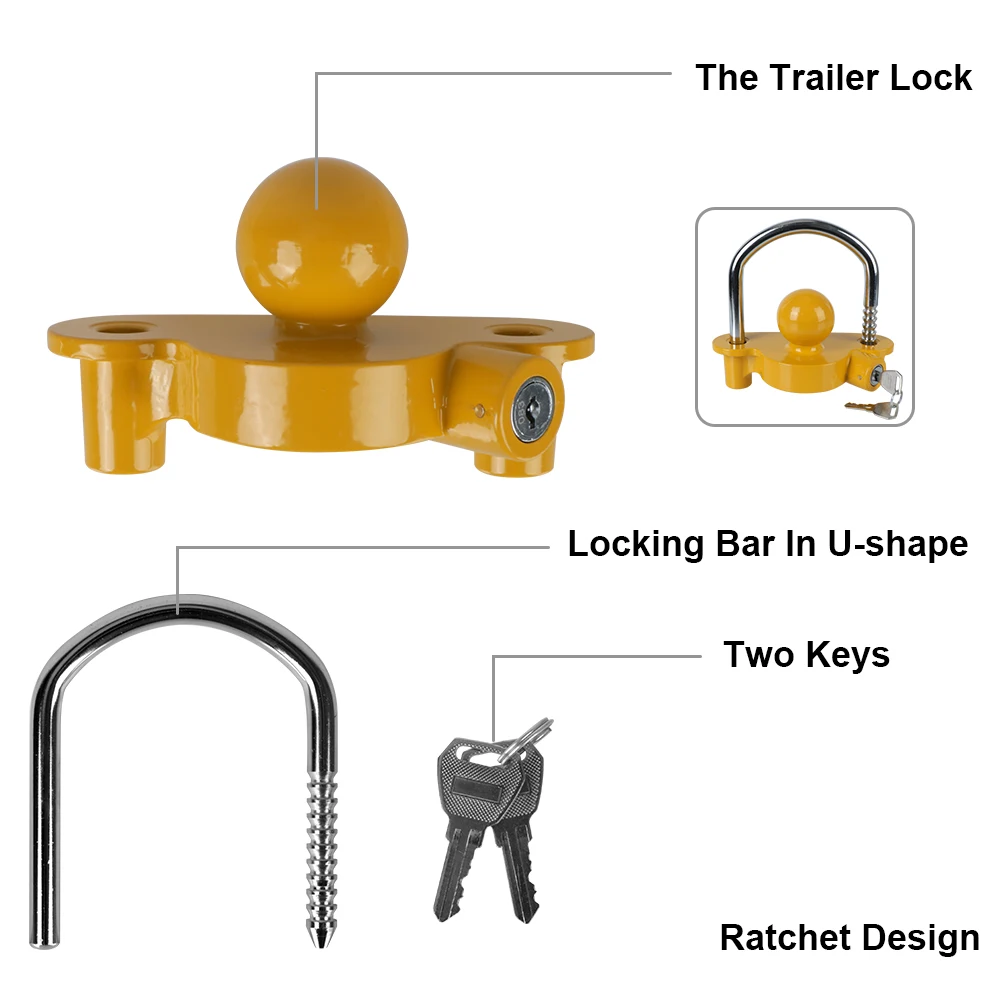 盗難防止トレーラーヒッチロック、牽引ボールセキュリティ、ユニ - U Lock Heavy Duty のレビューと価格