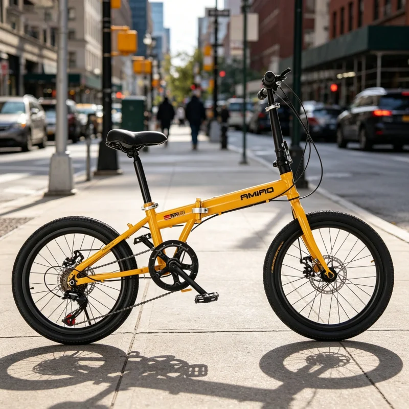 20インチ イエロー スポークホイール 折りたたみ自転車 超 - Commuting With Bike のレビューと価格