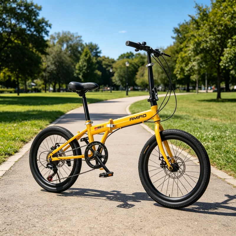 20インチ イエロー スポークホイール 折りたたみ自転車 超 - Commuting With Bike のレビューと価格