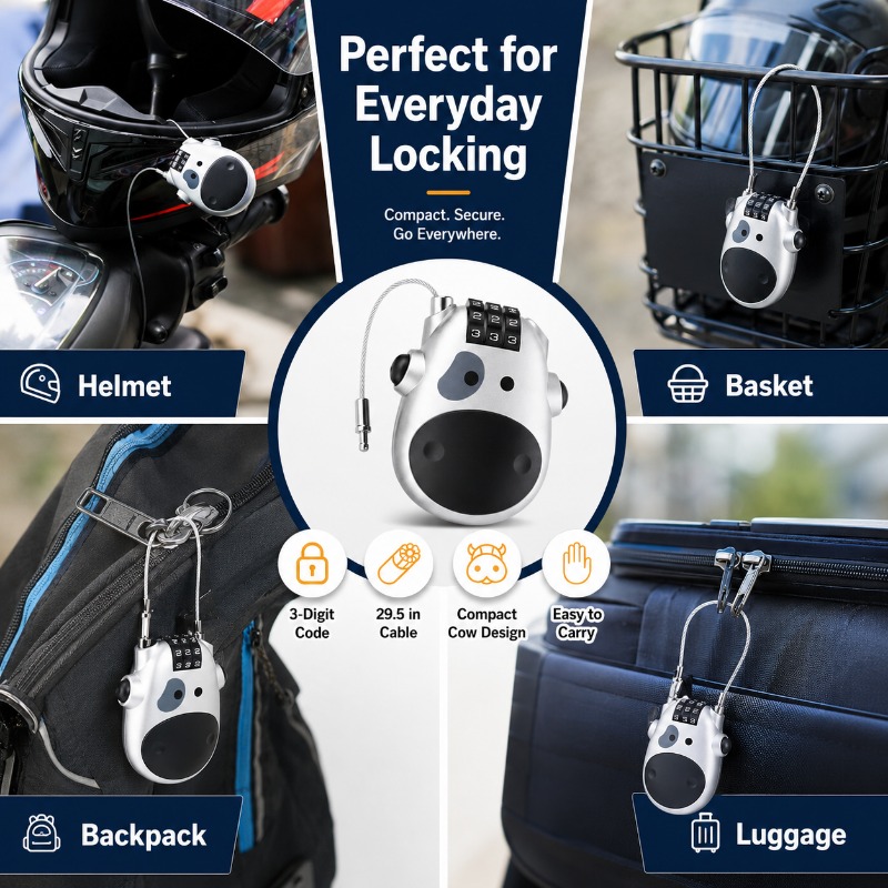 ミニカウコンビネーションケーブルロック格納式ヘルメットロック - Cycling Journey のレビューと価格
