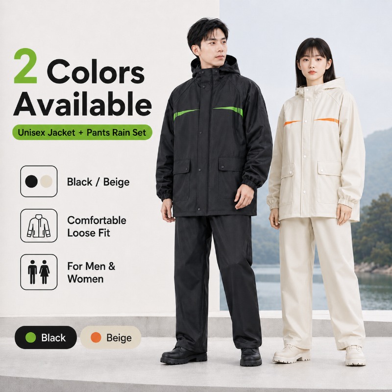 ユニセックス2ピース防水サイクリングレインスーツ – ジャケ - Cycling Commuter Rain Jacket のレビューと価格