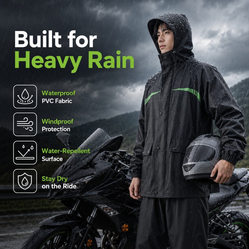 ユニセックス2ピース防水サイクリングレインスーツ – ジャケ - Cycling Commuter Rain Jacket のレビューと価格