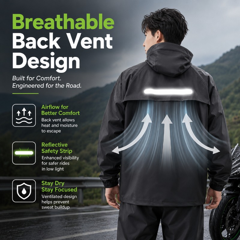 ユニセックス2ピース防水サイクリングレインスーツ – ジャケ - Cycling Commuter Rain Jacket のレビューと価格