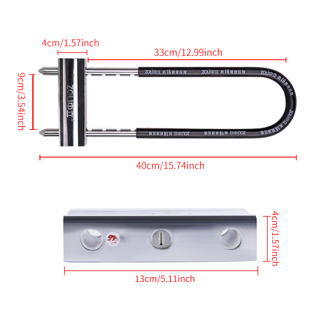 ZOLI U字型自転車ロック、電動自転車、バイク、スクーター - U Lock Heavy Duty のレビューと価格